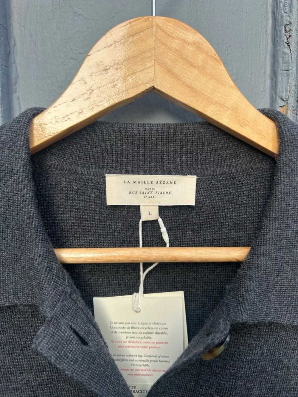 Sezane Anthracite Grey Betty Cardigan, BNWT, Size L - Picture 7 of 11